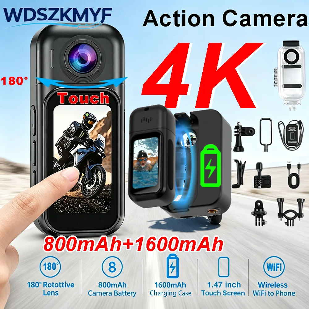 Car Accessories Online - 4K/1080P Mini WiFi Vücut Kamerası, Şarj